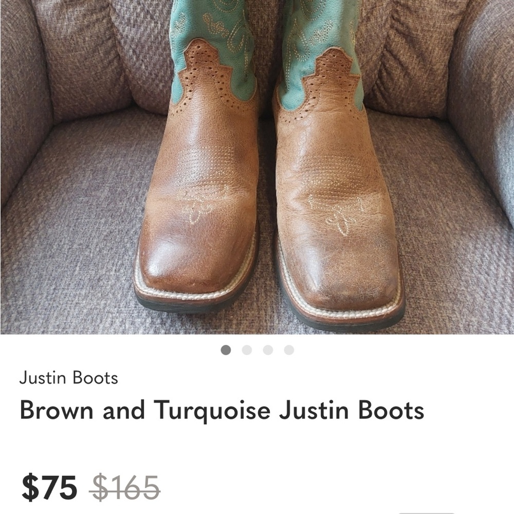 Womens 10B Justin cowboy boots cowgirl - Picture 4 of 5